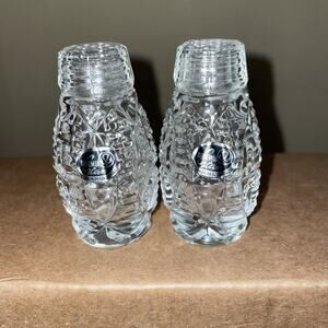 Vintage Set of Bohemia Crystal Clear Salt & Pepper Shaker Czechoslovakia